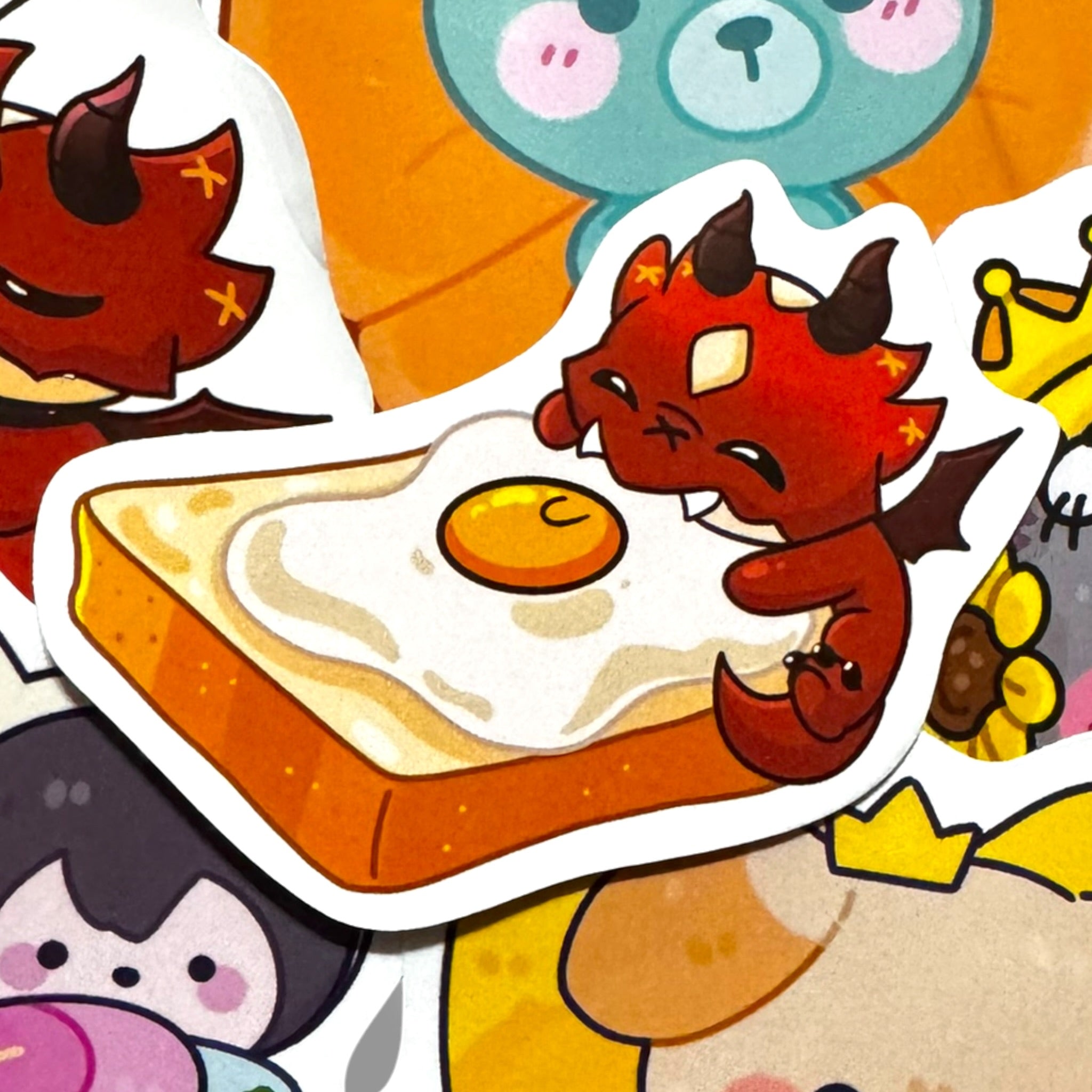 Red Flarey Toast Sticker 3”