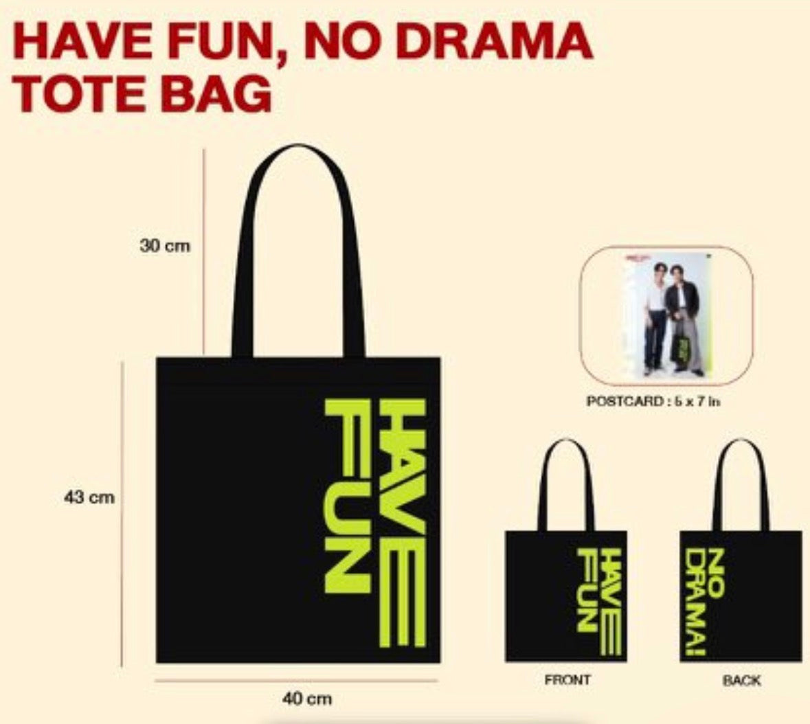 (Preorder) Only Friends Dream On Have Fun No Drama Tote