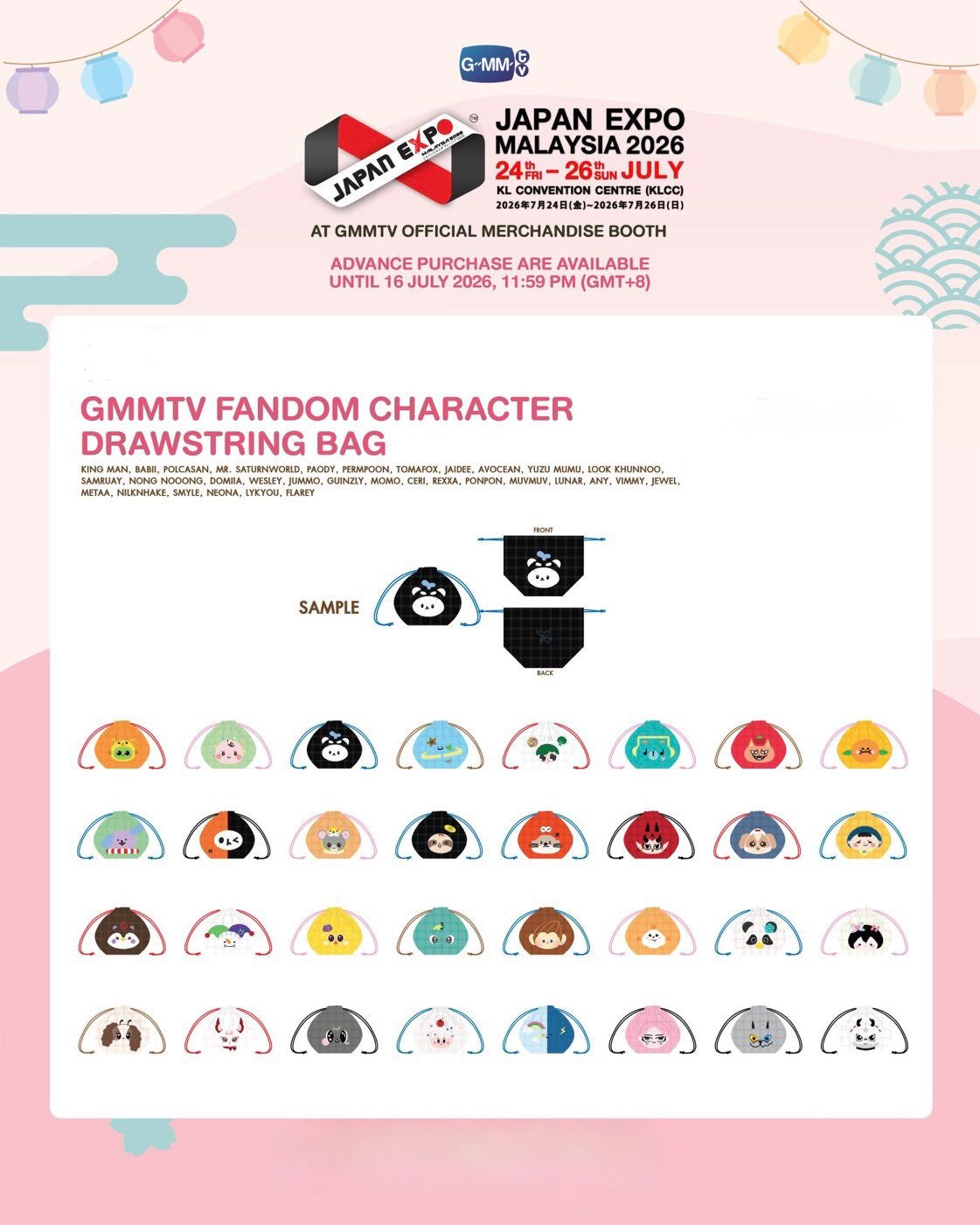 (Preorder) Character MY26 Drawstring Bag