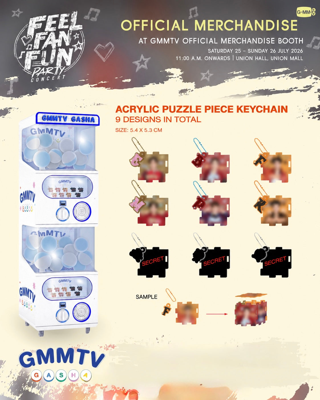 (Preorder) Feel Fan Fun Acrylic Puzzle Piece Random Gasha Keychain