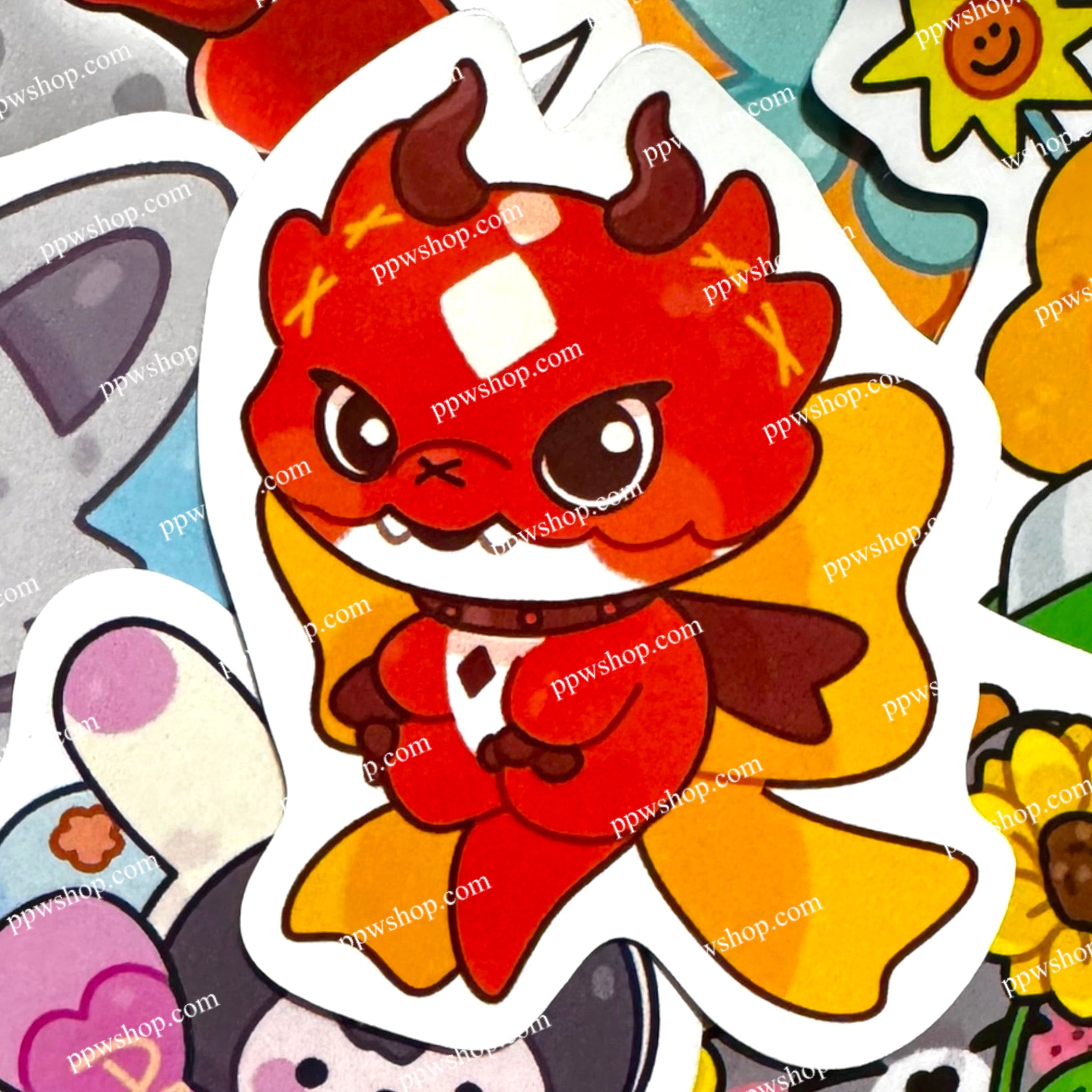 Red Flarey Bow Sticker 3”