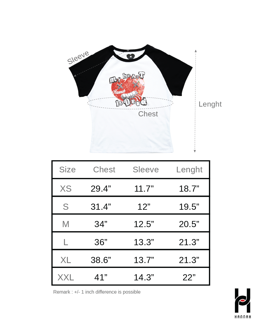 (Preorder) Nani Hannah Broken Heart Short Sleeve Raglan Baby Tee